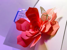 Load image into Gallery viewer, Blooming Flower Pop-Up Card in Salmon