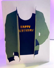 Load image into Gallery viewer, Green Bomber Jacket Birthday Card